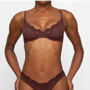 SKIMS FITS EVERYBODY‎ LACE UNDERWIRE BRA COCOA 42DDD brown NWT